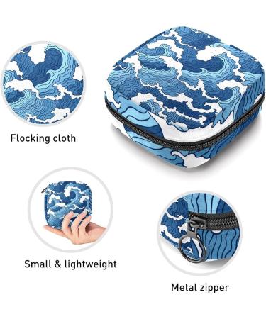 Shop Women's Lift Still Pad Holder - Sea Wave Pattern Blue & White - Portable Period Kit Bag for Women & Girls - Buy Online on GoSupps.com