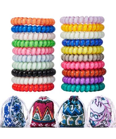 LuzGod 20 Color 20 PCS Spiral Coil Bracelet Hair Ties Bulk Waterproof Telephone Cord Scrunchies Tellie Ties Ponytail Holder Perfect for Thin Fine Thick Hair for girlfriend Girl Children Mothers Moms Women Men Teenager