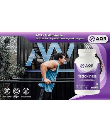 AOR - Nattokinase 100mg 60 Capsules - Nattokinase Supplement for Support Cardiovascular System Blood Thinner Cardio Heart Health and Blood Flow Supplement- Highly Active Enzymatic Support - Buy Online on GoSupps.com