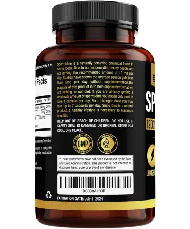 Earth Elixir Spermidine Supplements 1200mg (90 Capsules) Anti Aging - 3rd Party Tested (12mg Spermidine Powder) Max Purity - 100% Pure Espermidina- Fermented Wheat Germ Extract - NMN Alternative - Buy Online on GoSupps.com