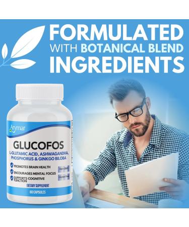 Arymar Glucofos L-Glutamic Acid Ashwagandha Ginkgo Biloba & Phosphorus Brain & Nerve Support Supplement 60 Capsules - Buy Online on GoSupps.com
