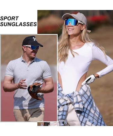 HAAYOT Polarized Cycling Baseball Sunglasses for Men and Women - 3 Interchangeable Lenses - White & Blue - Buy Online on GoSupps.com