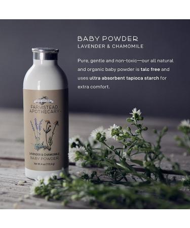 Farmstead Apothecary Organic Baby Powder with Tapioca Starch, Chamomile, Calendula Flowers - 4 oz - Buy Online on GoSupps.com