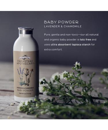 Farmstead Apothecary Talc-Free Baby Powder with Organic Tapioca Starch, Chamomile, Calendula, Lavender - 4 oz (Pack of 2) - Buy Online on GoSupps.com