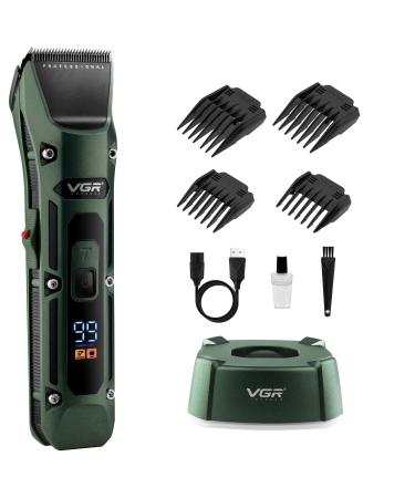 VGR Hair Clippers Men - Professional Barber Electric Beard Trimmer with Ceramic Blades - Turbo Boost - 300 Minutes Battery - Cordless Rechargeable Grooming Kit for Head Haircut