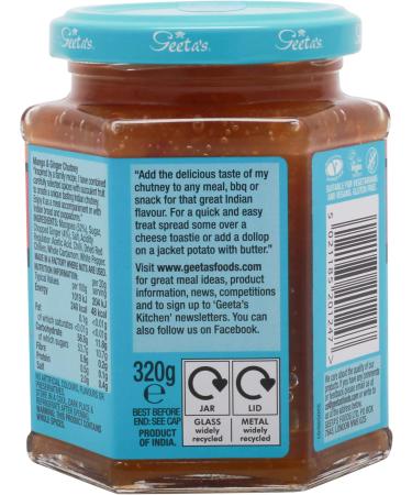 Geetas Mango & Ginger Chutney 320g - Buy Online on GoSupps.com