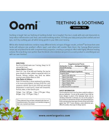 Oomi Baby Teething Relief Herbal Tea - Natural & USDA Organic - 30 Servings - Safe for Infants - Chamomile for Oral Pain Relief - Buy Online on GoSupps.com