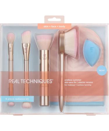 REAL TECHNIQUES Endless Summer Makeup Brush Kit Face Brushes For Foundation and Powder Premium Quality 6 Piece Set Pink - Buy Online on GoSupps.com