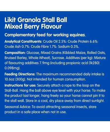 Likit Granola Stall-Ball Horse Treats 1.6kg | Apple Mixed Berry Peppermint Molasses Flavors | Long Lasting - Buy Online on GoSupps.com