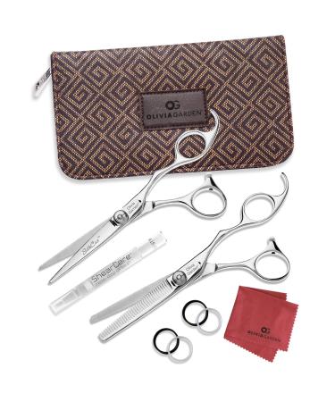 Olivia Garden SilkCut Professional Hairdressing Shear and Thinner Case 5.75" kit (SK-C02): SK-575, SK-T635