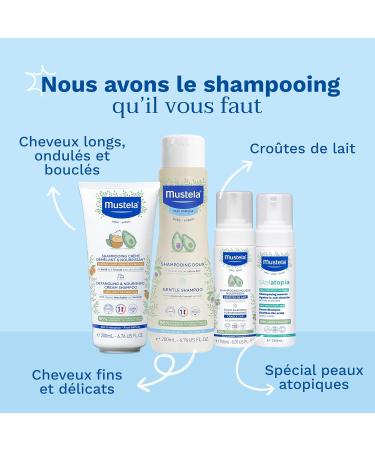 Mustela - Shampoing Cr me - Shampooing D m lant Cheveux Enfant & Nourrissant - Soin Cheveux Boucl s Longs Ondul s - Beurre de Karit Bio et Huile d'Avocat - Gamme Shampoing B b Haute Tol rance - Buy Online on GoSupps.com