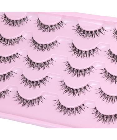 10 Pairs of Natural Wispy Manga False Eyelashes - Asian Korean Manhua Strip Lashes - Buy Online on GoSupps.com