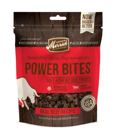 Merrick Power Bites Natural Grain Free Gluten Free Soft & Chewy Chews Dog Treats Power Bites Beef 6 Ounce (Pack of 1)
