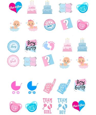 30 Stand Up Gender Reveal Boy Girl Baby Shower Themed Edible Wafer Paper Cake Toppers Decorations - Buy Online on GoSupps.com