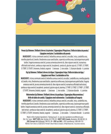 Burt's Bees Lip Colour Gift Set - Lip Shimmers in Peony, Rhubarb, and Fig Shades - 3x2.6g - Petal Kisses - Peony, Fig, and Watermelon - Buy Online on GoSupps.com