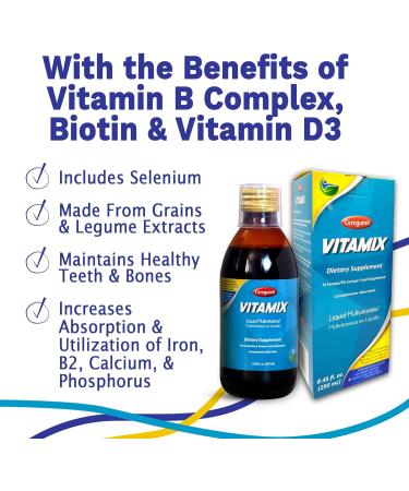 Ceregumil Vitamix Liquid Multivitamin - 8.45 fl oz (Pack of 1) - With Cereals, Honey, Legumes, Vitamins D3, B6 & B12 for Men, Women, Kids, Teens, and Seniors - Buy Online on GoSupps.com