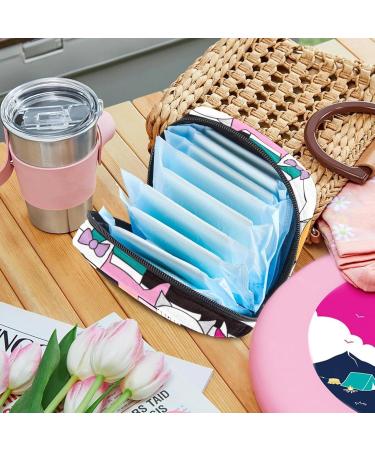 Colorful Hipster Cat Loop Women s Storage Bag | Large Menstrual Cup & Zipper Pocket | Multi-Colored Cardiac Pattern - Perfect for Periods Tampons & More - Buy Online on GoSupps.com