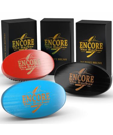 Encore Barber 360 Wave Brush - Medium Boar Bristle | Curved Palm for Men's Hair - Black - Buy Online on GoSupps.com