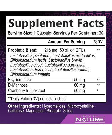 Women's Probiotic 50 Billion CFU - 9 Strains, Prebiotics, Cranberry & D-Mannose - Digestive, Vaginal & Immune Support - 30 Capsules - Buy Online on GoSupps.com