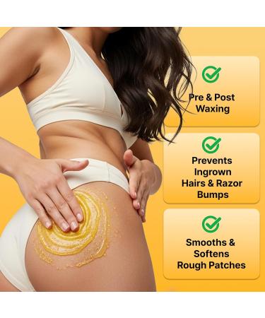 Exfoliating Body Scrub Bikini Area Exfoliator Ingrown Hair Treatment Razor Bumps Treatment for Women Kojic Acid Turmeric &AHA/BHA Smooth Brighten& Even Skin Tone for Bikini Underarm &Inner Thighs - Buy Online on GoSupps.com