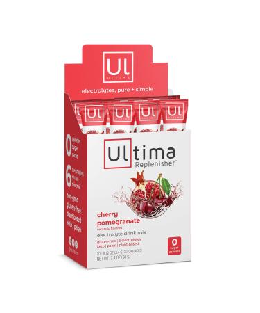 Ultima Replenisher Hydrating Electrolyte Powder, Cherry Pomegrante, 20 Count Box, no Sugar, no Carbs, no Calories, Keto, Gluten-Free, Non-GMO, Vegan