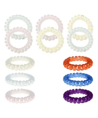 FROG SAC 12 Solar Reactive Spiral Hair Coils for VSCO Girls  Color Changing Ponytail Spiral Coil Bracelets for Kids  Cute Phone Cord Hair Accessories for Teens  Elastic Hair Ties (Multicolor)