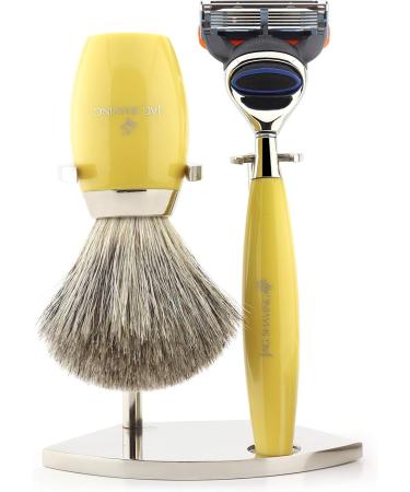 Jag Shaving Men's Complete Shaving Set - 5 Razor Blades Badger Hair Brush Stand & Bowl for Perfect Shave - Buy Online on GoSupps.com