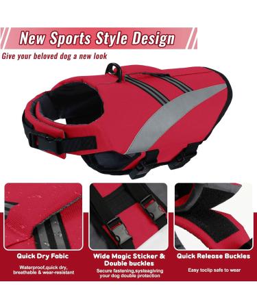 Buy Alagirls Dog Chest Ripstop Swimming Vest | Reflective Safety Life Jacket for Dogs | Adjustable Size M (47-61cm) - Red - Pet Lifesaver - Buy Online on GoSupps.com