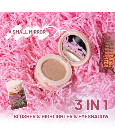 U-Shinein 3-in-1 Makeup Palette: Highlighter, Contour & Blush - Long-Lasting Pigment, Glow Pinkish (Color 01) - Buy Online on GoSupps.com