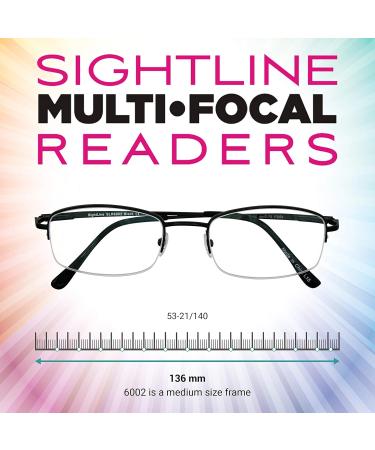 Buy Sightline 6002 Progressive Multi-Focus Reading Glasses - Lightweight Semi-Rimless Gunmetal - Magnification 1.50 | International Shipping Available - Buy Online on GoSupps.com