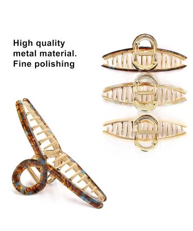3-Pack Large Metal Acetate Hair Claw Clips - Hair Styling Accessories for Thick and Thin Hair - Perfect Gift for Wife/Girlfriend - Ivory White, Green White, Amber - Buy Online on GoSupps.com