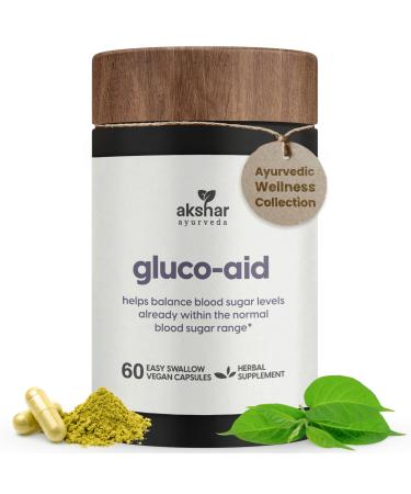 AKSHAR Ayurveda Gluco Support Supplement with Gymnema, Bitter Melon, Turmeric & More, Supports Healthy Levels(60 Capsules)