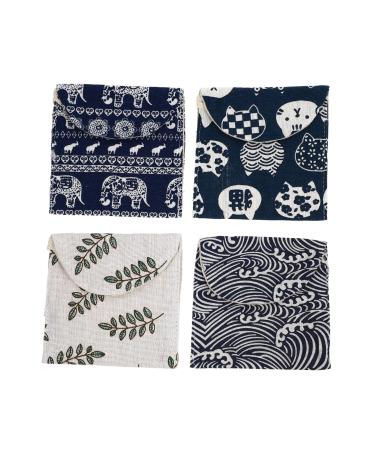 GLSTOY 4pcs Aunt's Towel Storage Bag Wallet Organizer for Women Makeup Travel Bag Organizer Menstrual Liner Pads Pouch Coin Pouch Makeup Linen Bag Portable Bags Lovely Bags Storage Bags Assorted Color 13X13X0.5CM