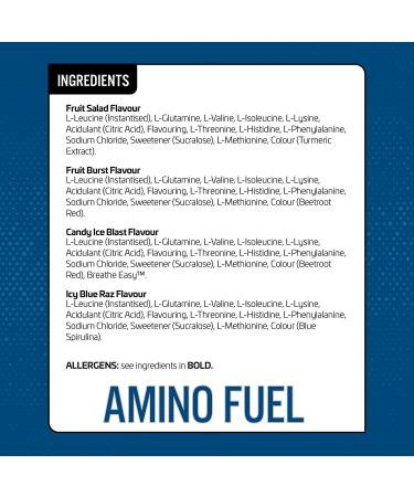 AN Health & Fitness Amino Fuel - EAA Powder Supplement for Muscle Growth - 11g Aminos, BCAAs - ICY Blue Raz 390g - Buy Online on GoSupps.com