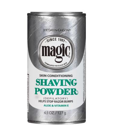 SoftSheen-Carson Magic Razorless Shaving for Men, Magic Skin Conditioning Shaving Powder, with Vitamin E and Aloe, formulated for Black Men, Depilatory, Helps Stop Razor Bumps, 4.5 oz 4.5 Ounce (Pack of 1)