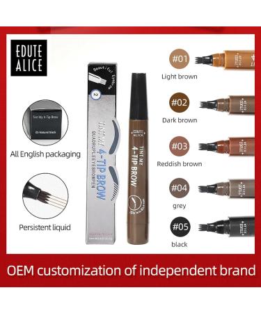 Waterproof Four-Pronged Eyebrow Pencil - Easy-to-Apply Dark Brown Liquid Eyebrow Pencil - Buy Online on GoSupps.com