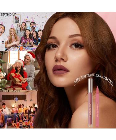 Matte Liquid Lipstick & Lip Tint Stain Kit - Waterproof Long-Lasting Non-Stick Cup Lip Gloss & Liner - Moisturizing Nude Red Set for Women & Girls - Buy Online on GoSupps.com