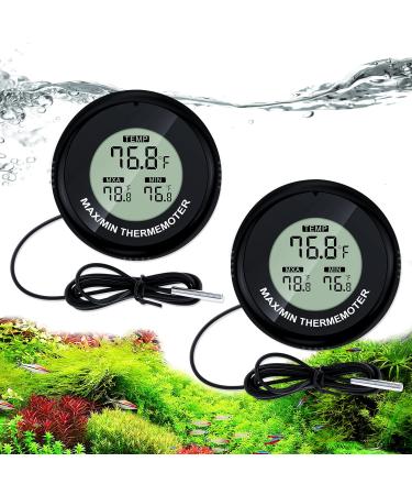 2-Pack Digital Aquarium Thermometer, High Accuracy Fish Tank Thermometer for Fish Axolotl Turtle Tank Temperature Measurement, LCD Thermometer Aquarium with Record of Max and Min Temperature