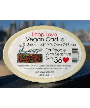 Loop Love Vegan Castile Soap - Unscented 100% Olive Oil Bar - Maximum Moisturization for Sensitive Skin - Long Lasting & Cold Process - Made in the USA - Buy Online on GoSupps.com