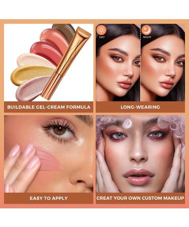 Ofanyia Blush Contour Highlighter Wand - Liquid Face Blush & Highlighter Stick - Cruelty-free Shimmer Beauty Wand - Face Cheekbone Glow - Grey Brown, Peach Blush & Rose Gold Highlighter - Buy Online on GoSupps.com