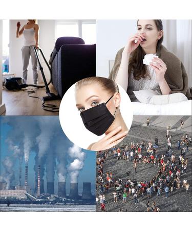 100 PCS Black Disposable Face Masks - 3 Ply Protection for Adults - Buy Online on GoSupps.com