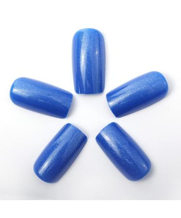 Buy Novo Ovo Blue Holographic Angular Press-On Nails - Small Artificial Fingernails with Glue for Easy Application | International Shipping Available - Buy Online on GoSupps.com