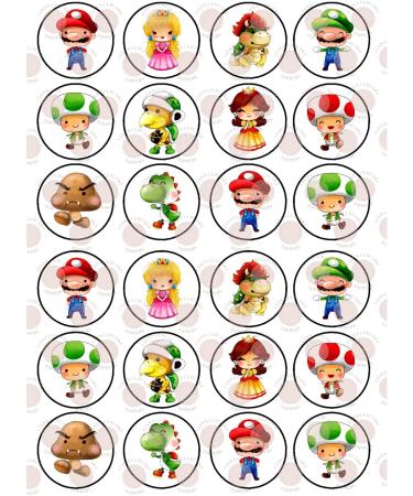 24 Super Plumber Theme Edible Premium Thickness SWEETENED Vanilla Wafer Rice Paper Discs Cupcake Toppers/Decorations - Buy Online on GoSupps.com