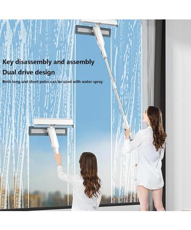 Spray Window Cleaning Kit with Sewage Collector and 3 Pads 4 in 1 Glass Squeegee with Extension Pole Windshield Cleaning Tool for Indoor/Outdoor High Window - Buy Online on GoSupps.com