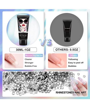 Morovan Poly Gel Kits - Clear Nail Gel with Glitter | DIY Poly Nail Extension Starter Kit with UV Light | Builder Gel Manicure Set - Buy Online on GoSupps.com