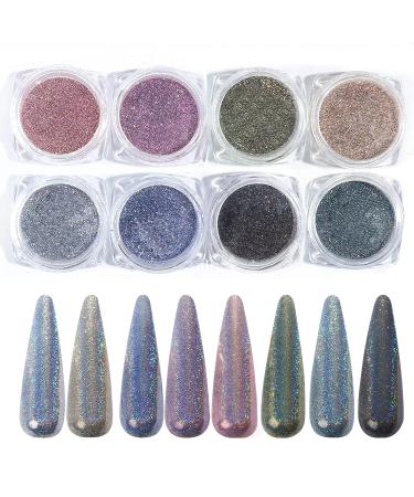 8 Box Nail Glitter Powder Set - Holographic Chameleon Pigment for Stunning Nail Art Decoration - Buy Online on GoSupps.com