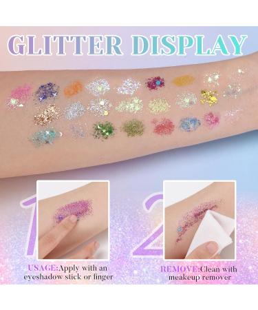  Prreal 25 colors of glitter gel for the face holographic mermaid glitter for face face eyes Halloween and festival party accessories - Buy Online on GoSupps.com