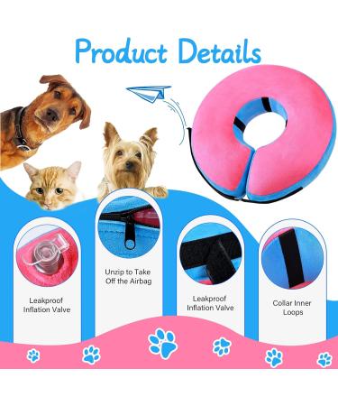 FWLWTWSS Inflatable Protective Collar for Dogs & Cats | Adjustable Velcro Fastener | Leak Protection for Recovery After Operations (Pink Size M: 20.3cm-30.5cm) - Buy Online on GoSupps.com