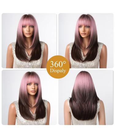 Testar 20-Inch Pink Ombre Wig for Women | Heat-Resistant Long Layered Wig for Cosplay & Daily Use - Buy Online on GoSupps.com
