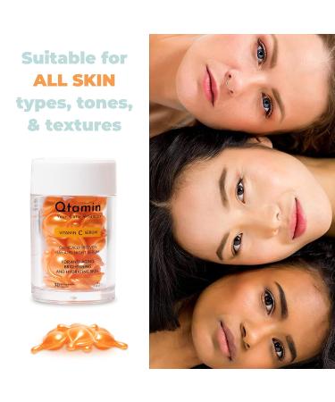 Qtamin Vitamin C Face Serum Capsules - Moisturizing & Anti-Aging Formula (30 Count) - 1oz Bottle - Buy Online on GoSupps.com